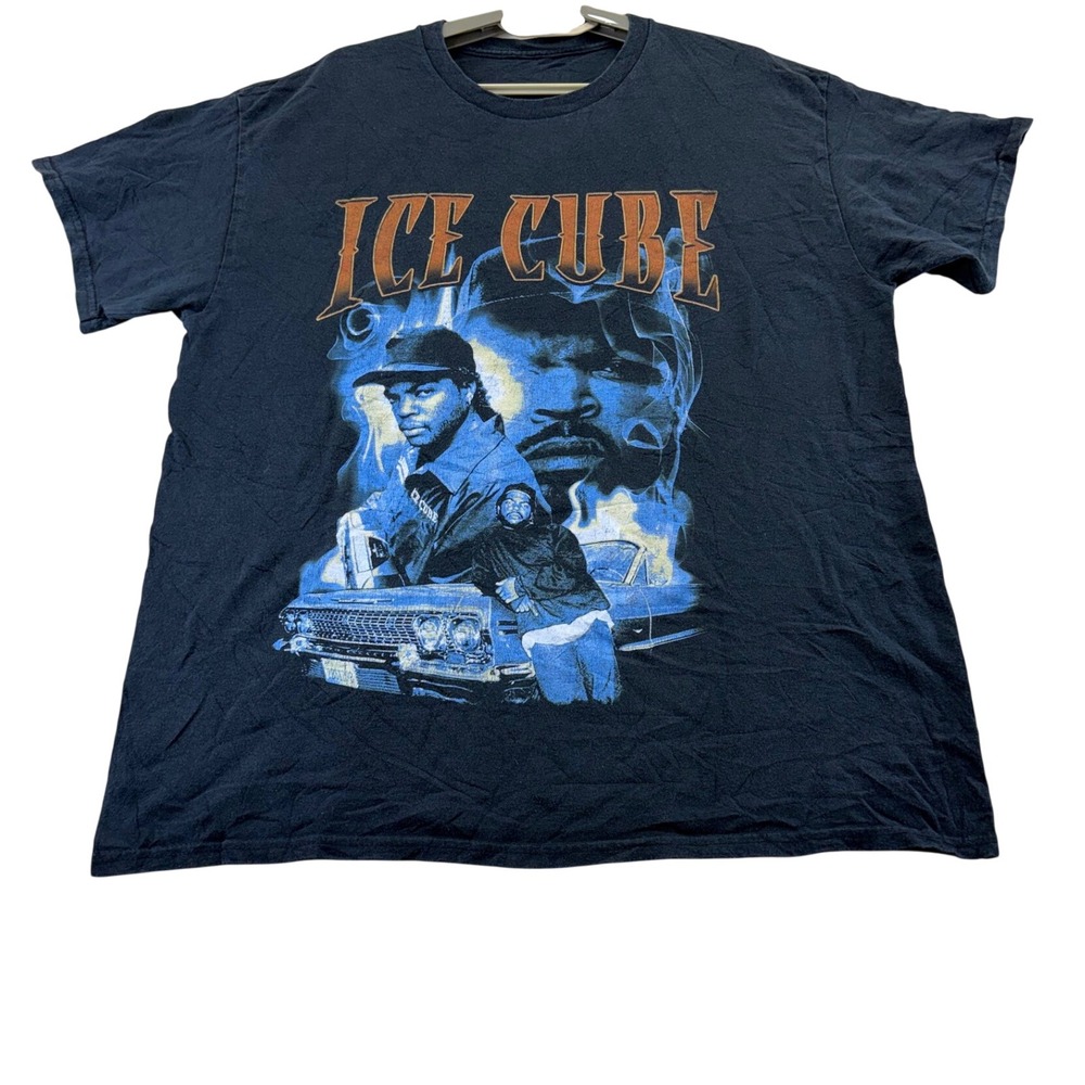 Ice Cube T-Shirt Mens L Black Graphic Hip Hop Rap Tee Short Sleeve Streetwear